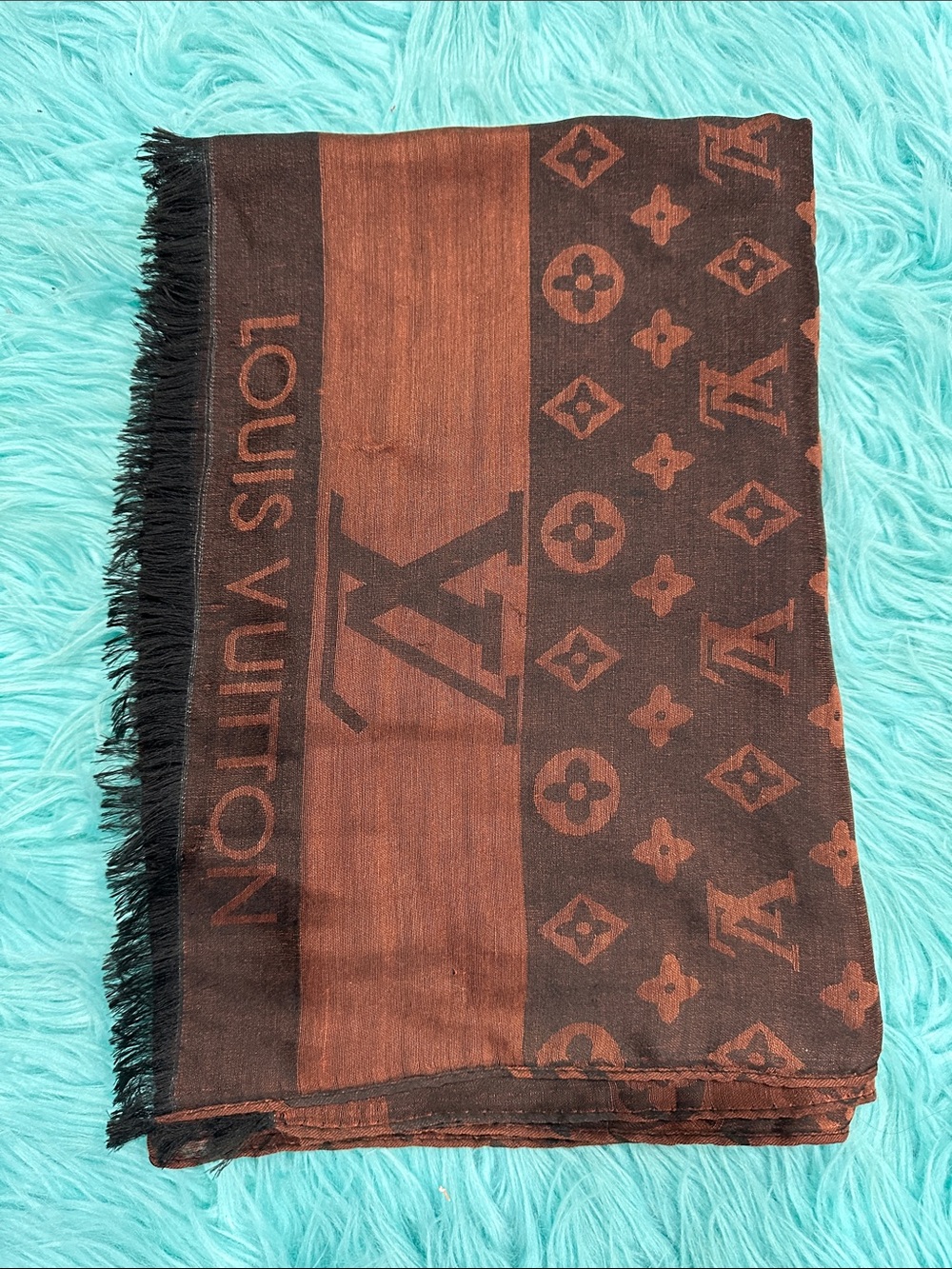 LV Brown Monogram Shawl